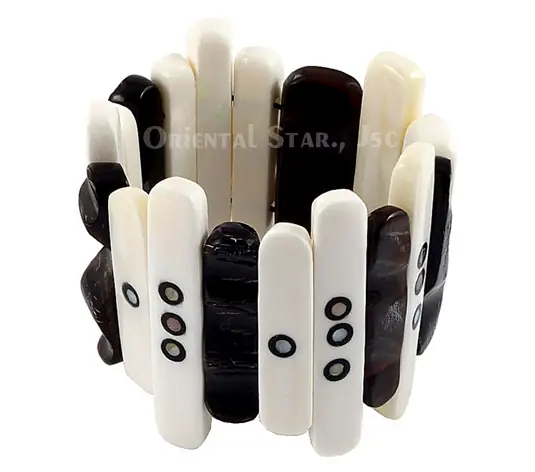 Black Horn & Bone Bangle Bracelet HD00150, handmade buffalo horn jewelry