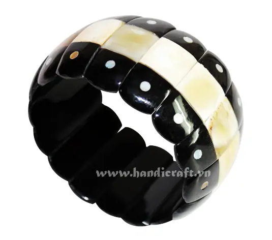 Horn Bangle Bracelet with Bone Inlay HD00151, handmade buffalo horn jewelry