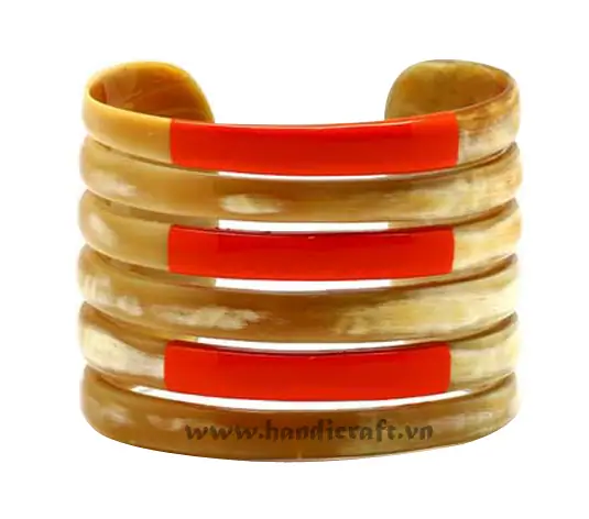 Carved Horn & Lacquer Cuff Bracelet HD00219, handmade buffalo horn jewelry