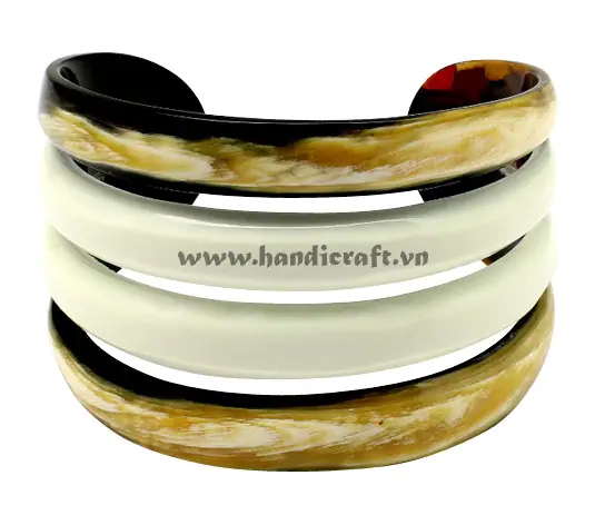 Carved Horn & Lacquer Cuff Bracelet HD00220, handmade buffalo horn jewelry