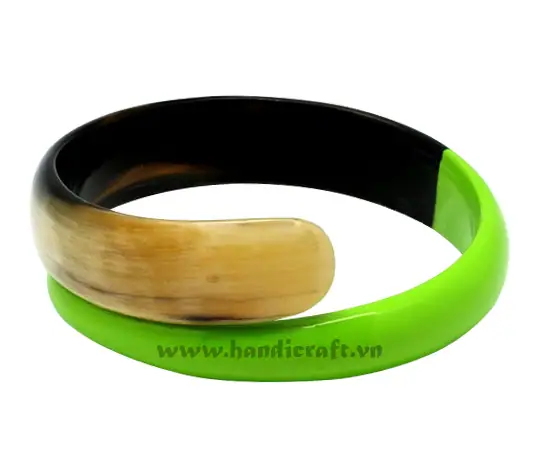 Natural Rolling Horn & Lacquer Bangle Bracelet HD00224, handmade buffalo horn jewelry