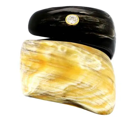 Natural Rolling Horn Bangle Bracelet with Precious Stone HD00230, handmade buffalo horn jewelry