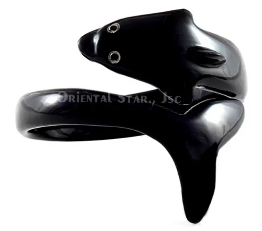 Carved Horn Bangle Bracelet HD00239, handmade buffalo horn jewelry