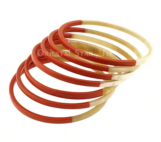 Horn & Lacquer Bangle Bracelet Set HD00265, handmade buffalo horn jewelry