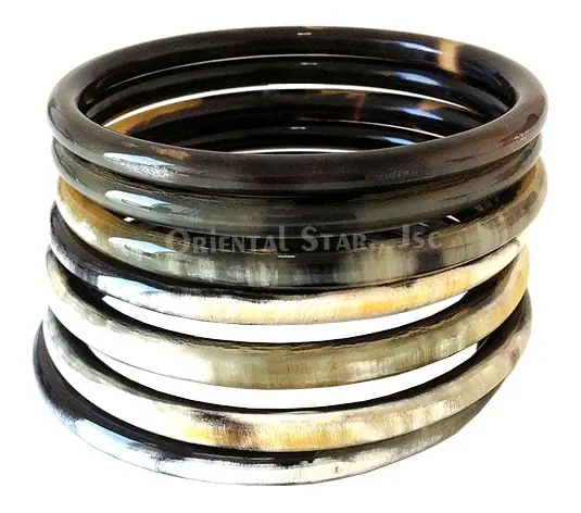 Natural Horn Bangle Bracelet Set of Seven HD00268, handmade buffalo horn jewelry