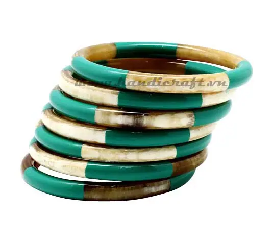 Horn & Lacquer Bangle Bracelet Set HD00275, handmade buffalo horn jewelry