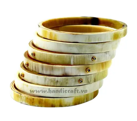 Horn Bangle Bracelet Set with Precious Stone HD00278, handmade buffalo horn jewelry