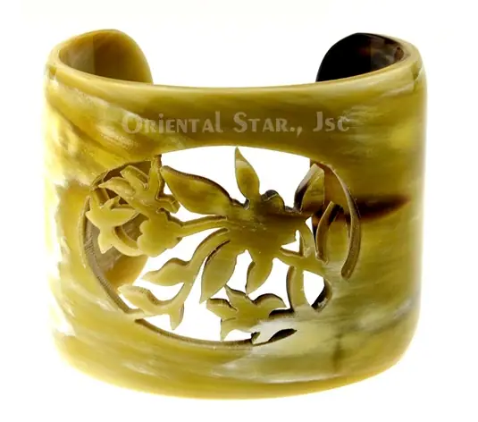 Carved Horn Cuff Bracelet HD00298, handmade buffalo horn jewelry
