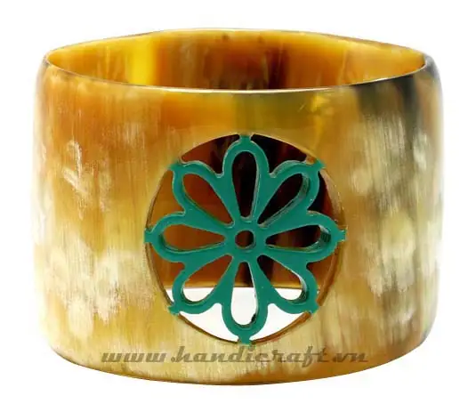 Carved Horn & Lacquer Bangle Bracelet HD00310, handmade buffalo horn jewelry