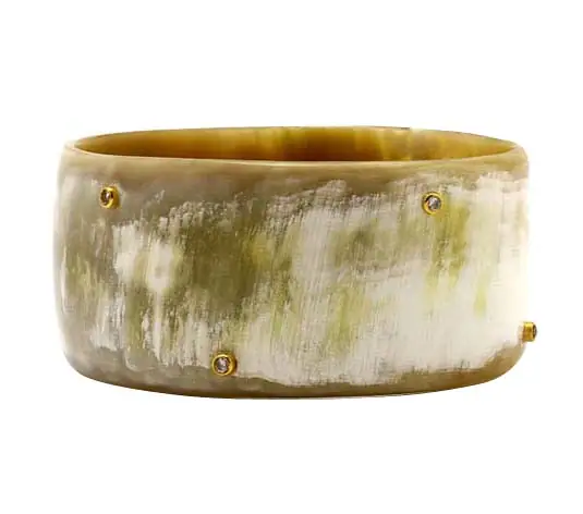 Light Horn Bangle Bracelet with Precious Stone HD00321, handmade buffalo horn jewelry