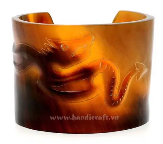 Dragon Carved Horn Cuff Bracelet HD00340, handmade buffalo horn jewelry