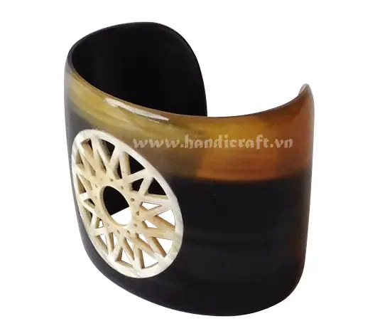 Carved Horn Cuff Bracelet HD00345, handmade buffalo horn jewelry