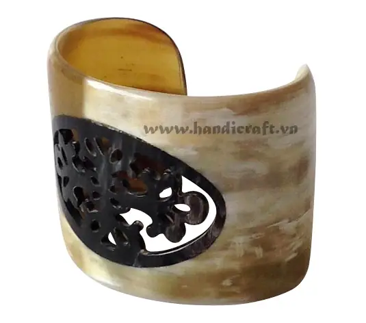 Carved Horn Cuff Bracelet HD00346, handmade buffalo horn jewelry