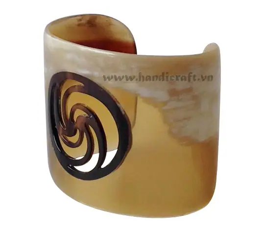 Carved Horn Cuff Bracelet HD00347, handmade buffalo horn jewelry