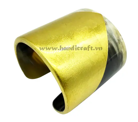 Buffalo Horn with Golden Leave Lacquer Cuff Bracelet HD00379, handmade buffalo horn jewelry