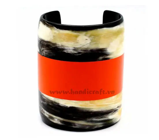 Dark Horn & Lacquer Cuff Bracelet HD00380, handmade buffalo horn jewelry