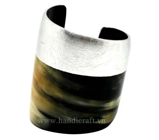 Horn & Silver Lacquer Cuff Bracelet HD00382, handmade buffalo horn jewelry