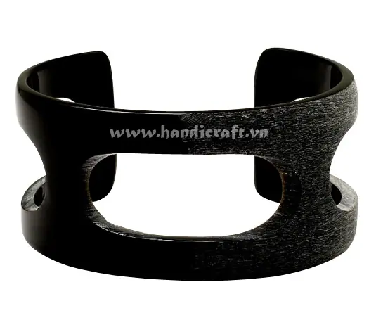 Hole Matte Horn & Lacquer Cuff Bracelet HD00394, handmade buffalo horn jewelry
