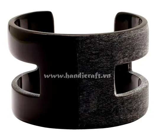Holes Matte Horn & Lacquer Cuff Bracelet HD00395, handmade buffalo horn jewelry