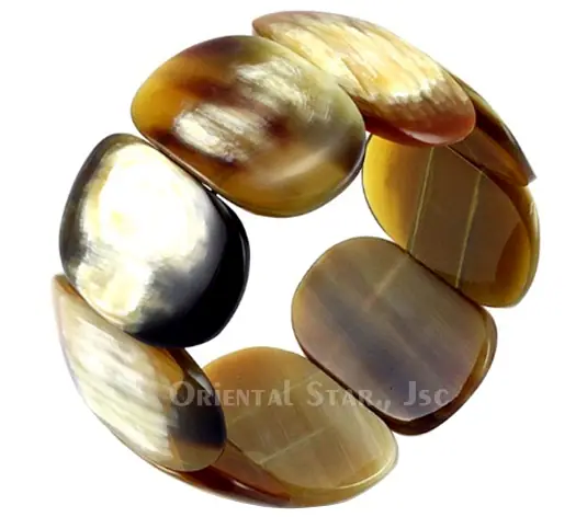 Oval Horn Tiles Bangle Bracelet HD00399, handmade buffalo horn jewelry