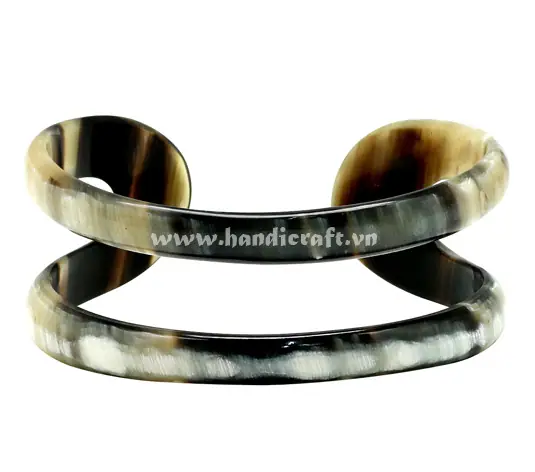 Black Horn Cuff Bracelet with Hole HD00427, handmade buffalo horn jewelry