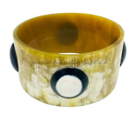 Horn with Seashell Inlay Bangle Bracelet HD00446, handmade buffalo horn jewelry