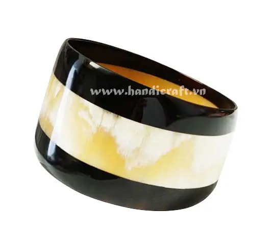 Horn & Black Lacquer Bangle Bracelet HD00461, handmade buffalo horn jewelry