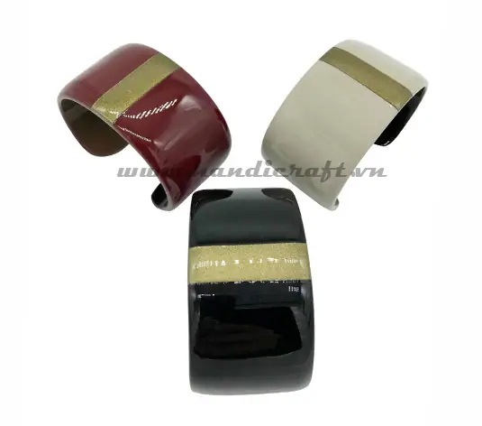 Horn & Lacquer Bracelet HD00532, handmade natural buffalo horn + vietnamese lacquer jewelry from Vietnam