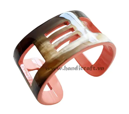 Horn & Lacquer Bracelet HD00544, handmade natural buffalo horn + vietnamese lacquer jewelry from Vietnam