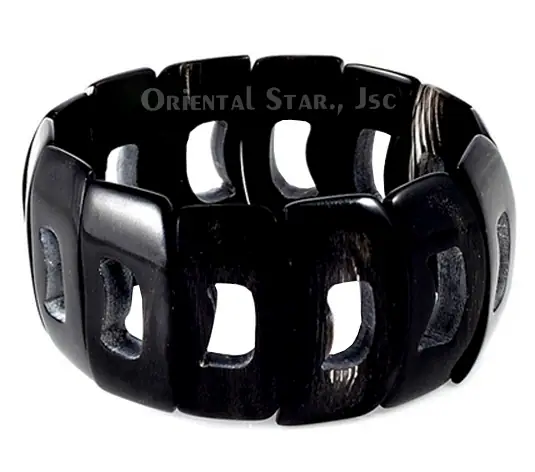 Black Carved Horn Bangle Bracelet HD0182, handmade buffalo horn jewelry