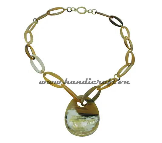 Natural Oval Horn, Large Pendant HD10004, handmade buffalo horn jewelry