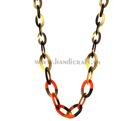Oval Horn with Red Lacquer HD10056, handmade natural buffalo horn + vietnamese lacquer jewelry from Vietnam