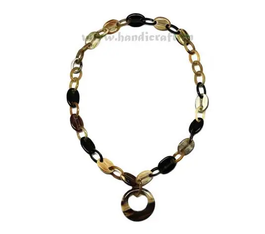 Natural Horn with Round Pendant HD10090, handmade buffalo horn jewelry