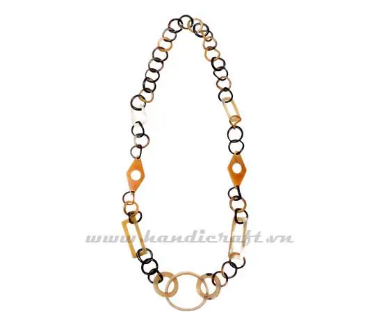 Multi Shapes Horn Necklace HD10097, handmade natural buffalo horn jewelry from Vietnam