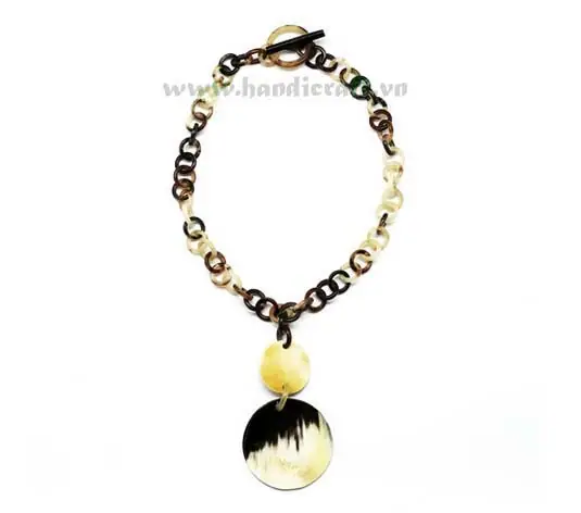 Natural Horn with Round Pendant HD10125, handmade buffalo horn jewelry