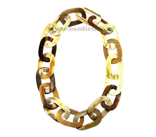 Large Oval Horn Link Necklace HD10138, handmade buffalo horn jewelry