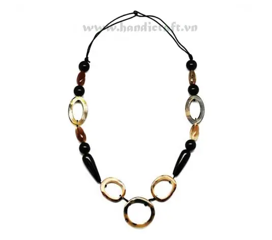 Horn Circle & Beaded with Faux Leather Strand HD10145, handmade buffalo horn jewelry