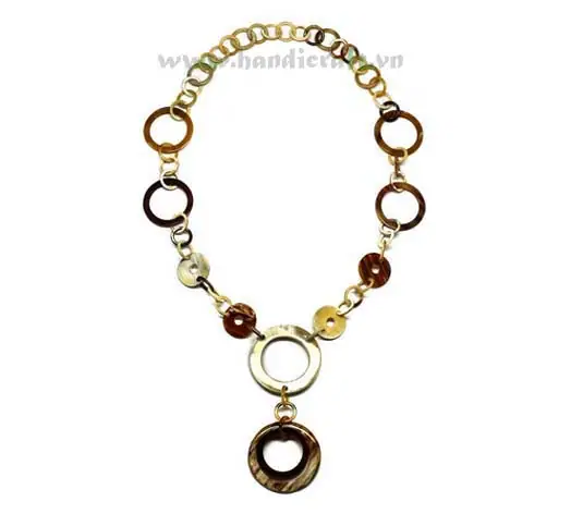 Horn Links with Large Circles HD10156, handmade natural buffalo horn jewelry from Vietnam