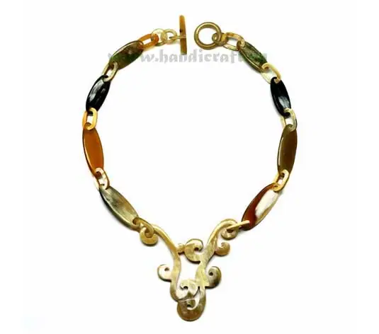 Oval Horn HD10173, handmade natural buffalo horn jewelry from Vietnam