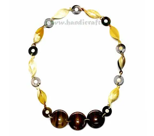 Curve Horn Links with Round Horn Pendant HD10176, handmade buffalo horn jewelry