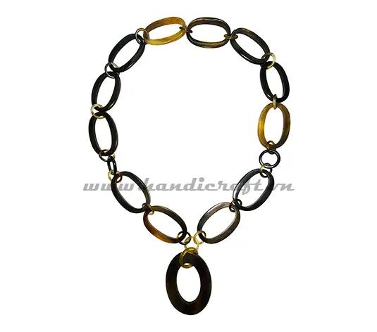 Natural Oval Horn Necklace HD10181, handmade buffalo horn jewelry