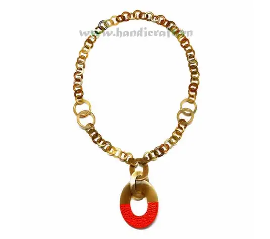 Small Round Horn Links with Lacquer HD10192, handmade natural buffalo horn + vietnamese lacquer jewelry from Vietnam
