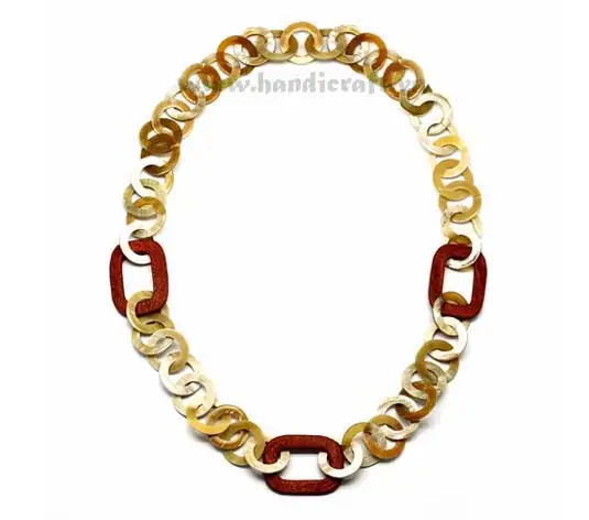 Small Round Horn Links with Large Oval HD10195, handmade buffalo horn jewelry