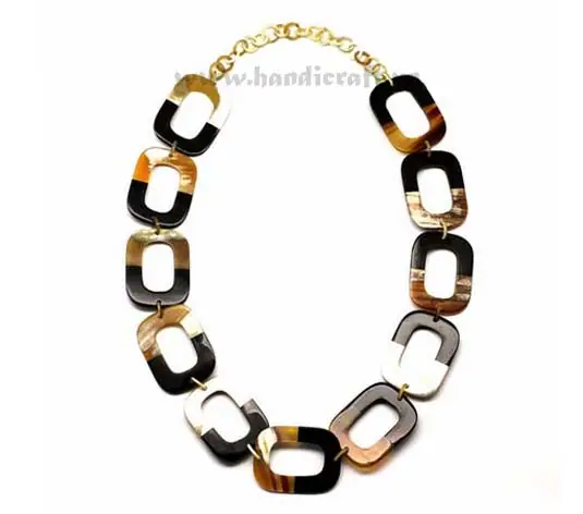 Oval Horn with Lacquer HD10203, handmade natural buffalo horn + vietnamese lacquer jewelry from Vietnam