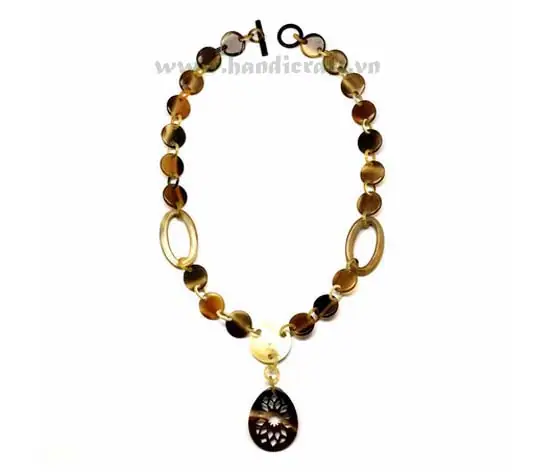 Round Horn with Large Pendant HD10205, handmade buffalo horn jewelry