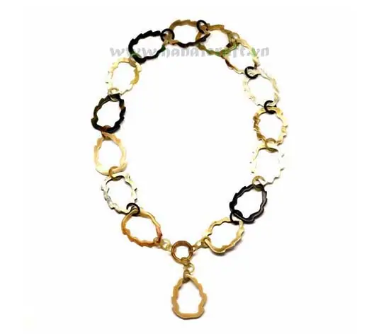 Natural Horn Strawberry Leaves HD10213, handmade buffalo horn jewelry