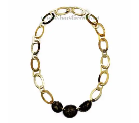Oval Horn Link with Black Pendants HD10216, handmade buffalo horn jewelry