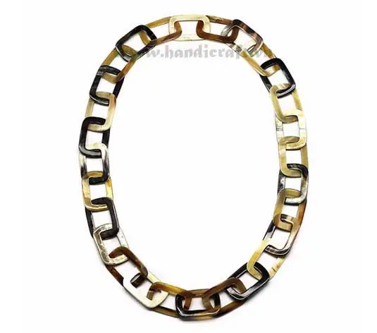 Rectangular Horn Chain HD10223, handmade buffalo horn jewelry