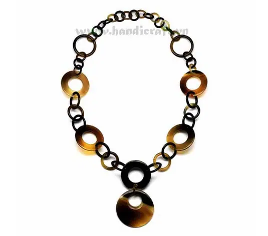 Think & Thin Horn Circles Necklace HD10234, handmade buffalo horn jewelry