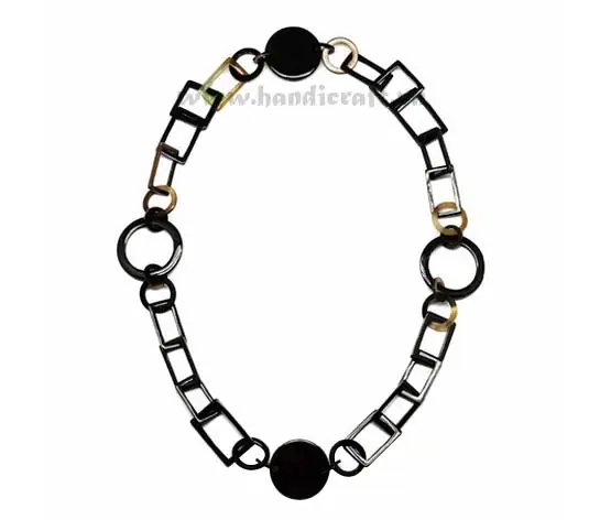 Round, Square and Rectangular Horn Necklace HD10239, handmade natural buffalo horn jewelry from Vietnam